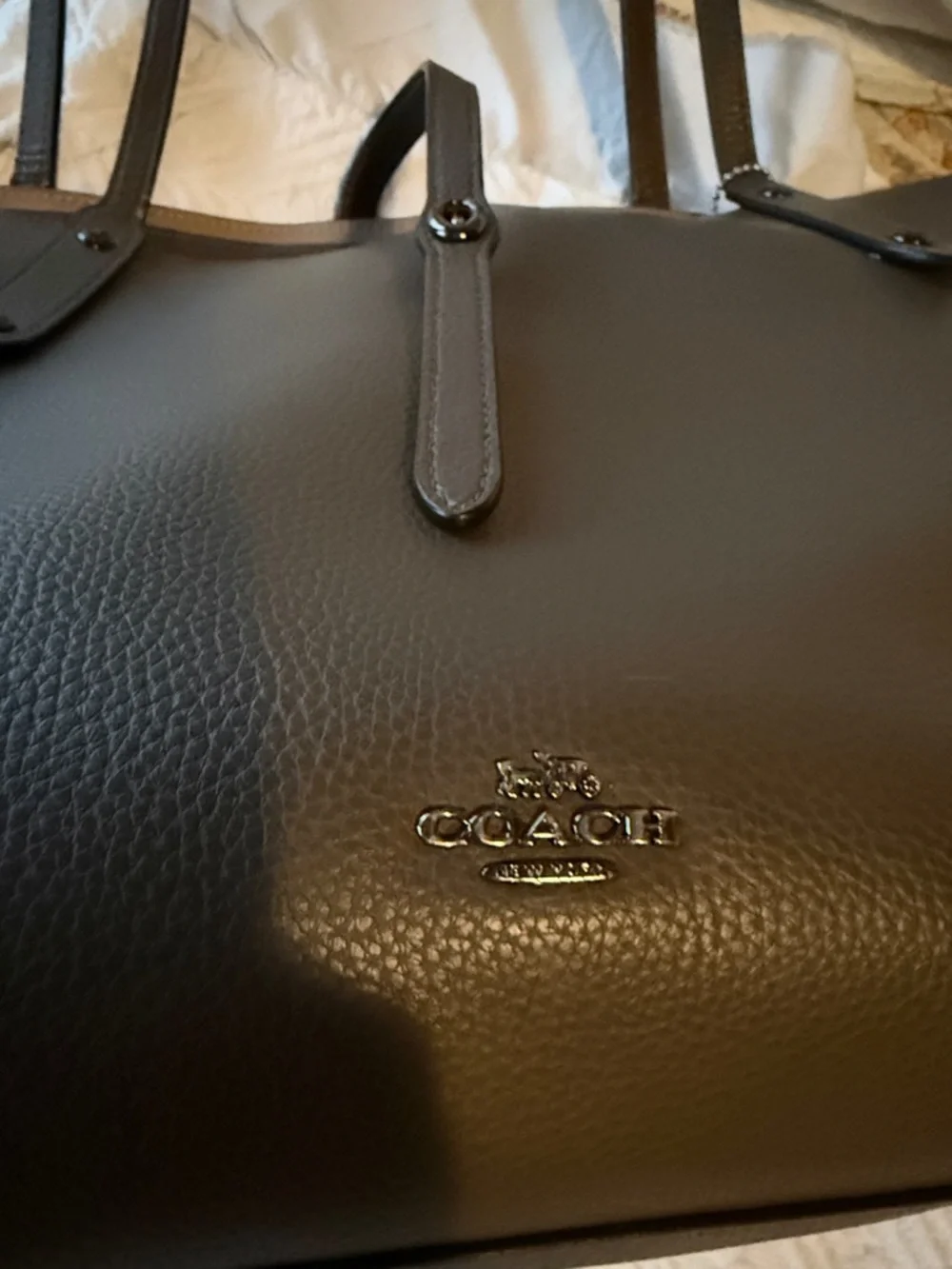 Coach Stone Leather Tote with Double Straps - Picture 2 of 5